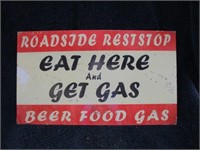 Eat Here - Get Gas porcelain sign