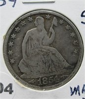 1854-O with Arrows Half Dollar. Very Good