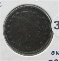 1835 1/2 Cent. Fine Shape Only 398,000 Minted.