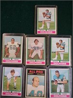 (7) 1974 Miami Dolphins Football Cards