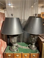 Pair of Maitland Smith Oversized Pewter Urn Lamps