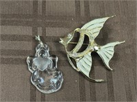 Lenox Angel Pendant & Fish Brooch Signed