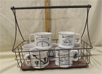 Coffee Mugs & Basket