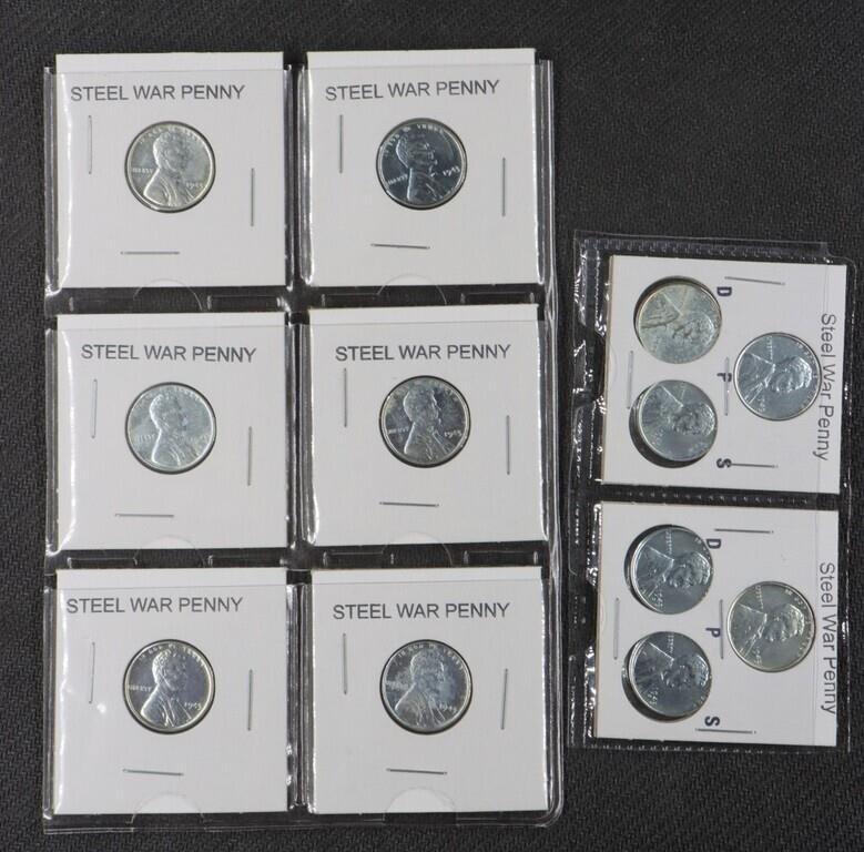 12 Steel War Pennies: P-D-S