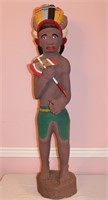 Tobacco Store Carved Wooden Indian, Overpainted,