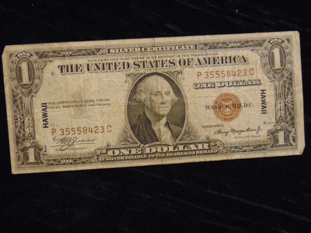 Brown Seal $1 Note Stamped Hawii 1935 A Series