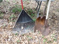 Pointed Nose Shovel, Scoop Shovel, Lg. Leaf Rake