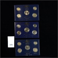 Three 24kt Gold plate US Coin Sets