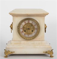 French Onyx and Bronze Mantle Clock