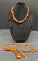 (AY) Pair of Faux Amber Necklaces. See Photos For