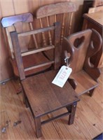 (4) Children's antique wooden doll chairs