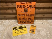 (3) METAL BURIED CABLE SIGNS