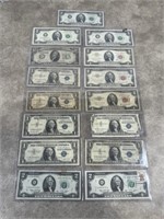 US currency bills, most are vintage. Includes $1,