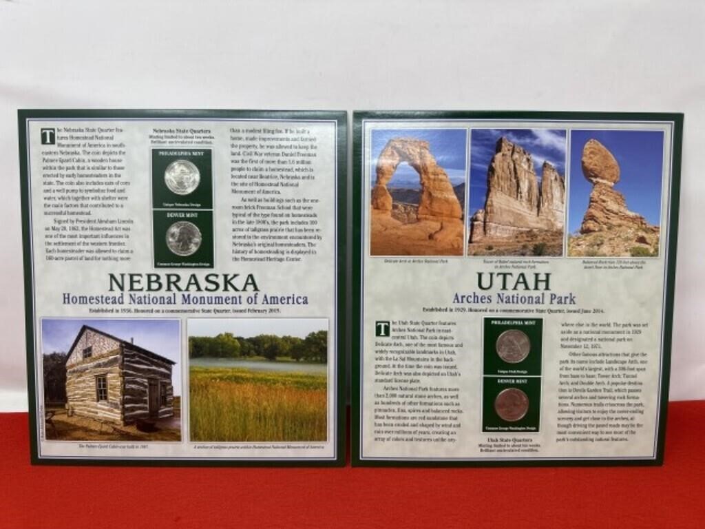 2005 Nebraska & 2014 Utah Unc. State Quarters &