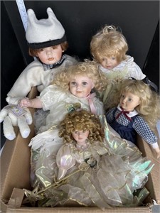 Box of porcelain dolls