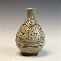 Vintage Korean stoneware pottery vase