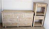 Wicker Chest and Two Night Stands