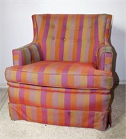 Short Arm Chair in Striped Fabric