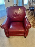Red Leather Reclining Chair by Smith Brothers of