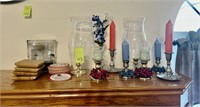 Candle Sticks & Misc on Mantel