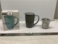 For Life Curve Teaware Gray Tea Mug w/ Infuser