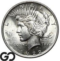 1922 Peace Dollar, BU++ Bid: 52 ** Lustrous!