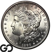 1890-S Morgan Silver Dollar, Near Gem BU Bid: 285