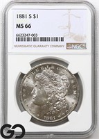 1881-S Morgan Silver Dollar, NGC MS66 Guide: 400