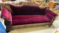 Antique swan design sofa, nice burgundy velvet