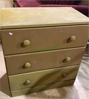 Small three drawer dresser, painted an olive