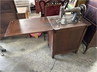 Nice Tiger Oak Sewing Table, Free Sewing Machine.