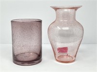 Seeded Blown Glass Art Vases