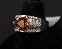 18kt 4.75ctw Garnet Diamond Ring