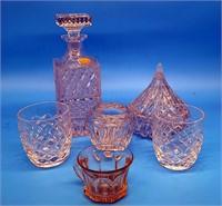 Crystal Decanter Tumblers Candy Kiss Dish Candle H