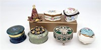 Hinged Lid Porcelain Trinket Boxes Limoges Enamel