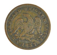 Famed 1837 Half Cent Hard Times Token