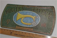 Bugler's tavern cardboard sign
