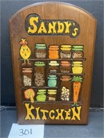 Vtg Sandy’s Kitchen Wooden Sign