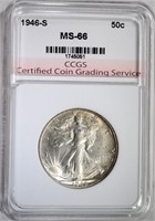 1946-S WALKING LIBERTY HALF , CCGS SUPERB GEM BU