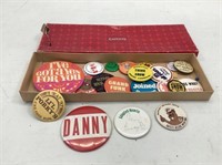Assorted  pins in Eatonâ€™s box