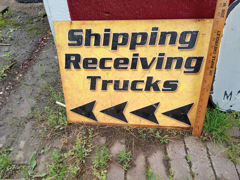 Metal shipping receiving trucks sign