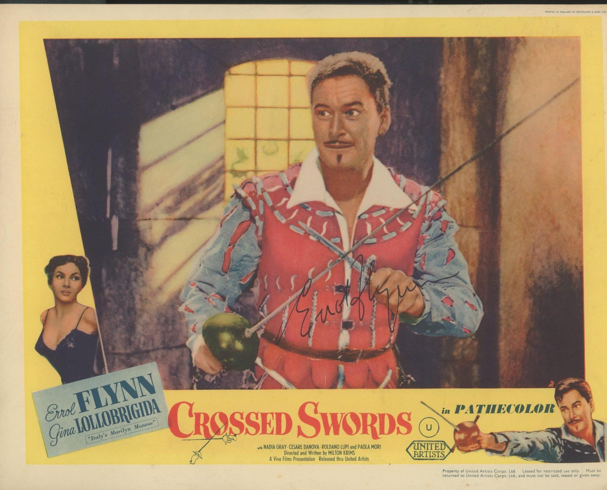 Errol Flynn signed "Crossed Swords" movie photo