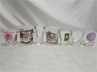 7 RANDOMLY PULLED SOUVENIR SHOT GLASSES