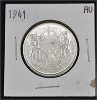 1941 CAD Silver .50c Coin - George VI - AU