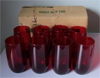 8 Vintage Anchor Hocking Ruby Red Roly Poly