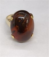 14K Gold Amber Ring 8.7 Grams