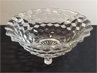 Jeannette Fostoria Cubes Pattern Footed Bowl