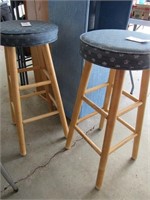 Two Blue Cushion Bar Stools NO SHIPPING