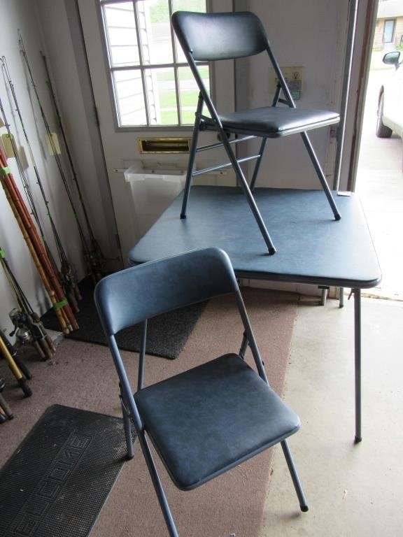 Blue Card Table w/Two Chairs NO SHIPPING