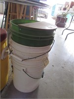 Three Five Gallon Buckets, one is for fishing